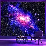 Psyhilar Black Light Posters for Adults, Galaxy Blacklight Tapestry Wall Hanging, Trippy Space Wall Star Purple UV Reactive Tapestry Wall Hanging for Bedroom (79 x 59 Inches)