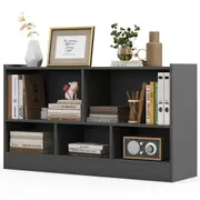 Giantex Wooden Kids Toy Organiser 5 Cube Storage Cabinet Bookcase Bookshelves Display Shelf, Grey