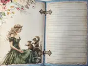 Junk Journal Booklet "Once Upon A Time" Fairytale Princess Lg 6"x9" 40pg + more