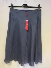 BNWT MONSOON TATUM INDIGO LINEN FIT & FLARE SKIRT SIZE10