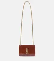 [Saint Laurent] Saint Laurent Kate Small patent leather wallet on chain One Size burgundy