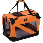 PET LIFE Dog Crate 360 Deg Vista-View Soft, Foldable Collapsible X-Large Orange