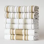 Casa De Lan Kitchen Towels Set – Pack of 6 (20’’ x 30’’) Extra Large Premium Cotton Dish Towels for Kitchen – Absorbent – 100% Cotton – with Hanging Loop – Taupe Multi Design Striped