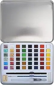 ANKROYU Watercolour Paint Set, Travel Watercolor Set, 48 Vivid Colors in Tin Box, Watercolor Paint Set, Professional Painting Supplies Kit for Art Supplies