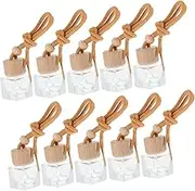 BESTYASH 10Pcs Refillable Essential Oil Diffusers for Car Empty Glass Hanging Perfume Bottles with Design for Aromatherapy and Home Decor