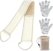 ZWWOGE Back Scrubber and Exfoliating Glove, Exfoliating Gloves, Back Brush Shower, Washing Aid Double-Sided Exfoliate Dead, Pack of 3 Bath Accessories for Men and Women, Bath and Shower