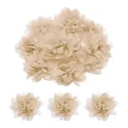 12pcs Chiffon Flowers, 3 Inch Khaki Artificial Fabric Flowers for Crafts