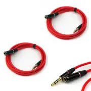 2X 4FT 3.5MM AUX EXTENSION AUDIO CABLE RED APPLE IPHONE 5 4S 4 3GS IPOD SHUFFLE
