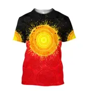 Aboriginal Style Shortsleeve T-Shirts Printed Casual Top Comfy