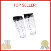 Replacement Blender Cup with Lid (2 Pack) 24 Oz Cups For Ninja Auto iQ BL480 BL4