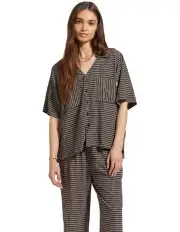 [Brixton] Hudson Lounge Short Sleeves Woven Shirt in Washed Black