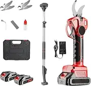 Electric Secateurs & Pruning Shears, Cordless Garden Scissors with 2.1m Extension Pole, 35mm Cutting Diameter, 2 Batteries, for Pruning Trees, Shrubs, Flowers
