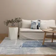 Brand Ventures Cloud Machine Washable Abstract Blue Rug