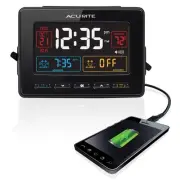 Atomic Dual Alarm Clock USB Charging, Black