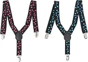 [OATIPHO] Adjustable Clip-on Suspender Straps for Boys and Girls 2 Pcs Star Patterned Trouser Straps Strong Hold Comfortable Material for School Events and Daily Wear Random