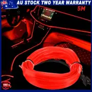 5M Red Atmosphere Light Car Interior LED Lights Optic Neon Fiber Wire Strip USB (for: Porsche)