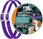 Flea & Tick Collar 2-Pack Purple, Protects from Biting Insects, Adjustable Fits Both Dogs & Cats, Built-in Plant Based Formula, Slow Release Lasting Protection, Waterproof
