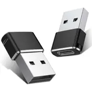 2 Pack USB A 3.0 to USB C Adapter Charger Converter for Apple Watch Ultra iWatch, iPhone, AirPods, iPad Air, Samsung Galaxy - Black