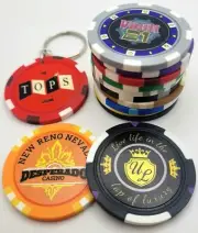 Fallout Casino Inspired Multi-Stripe Poker Chips Or Keychains. 12 Designs!