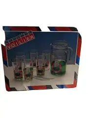 Vintage Nautical Ship Pitcher with 6 Glasses Made in Italy
