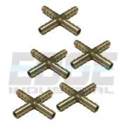(5 PACK) 1/4 HOSE ID HOSE BARB CROSS INTERSECTION FITTING GAS/FUEL/WATER/WOG