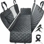 Dog Car Seat Cover for Back Seat, Waterproof Dog Car Hammock with Mesh Window, Non Slip Pet Backseat Protector for Cars, Trucks and SUVs, Black