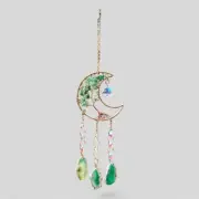 Gold Metal Crescent Moon Dreamcatcher Suncatcher with Green Tree of Life Aventur