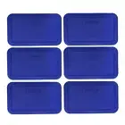 Pyrex 7214-PC Cadet Blue Rectangle Plastic Food Storage Replacement Lid (6-Pack)