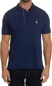 Robert Graham Lucifer Polo Shirt Men's Medium Classic Fit Navy Blue NEW