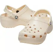 Crocs Classic Platform Shimmer Retro Clog Vanilla Women's Size 10 208590-108 New