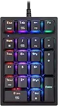 MOTOSPEED K24 Mechanical Numeric Keypad USB Wired 21Keys Mini Numpad Portable Keypad RGB Backlight Gaming Keypad Extended Layout for Cashier,Computersfor PC,Mac,Windows