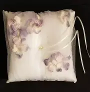 New Beverly Clark Wedding Ring Bearer Pillow 3D Springtime White Lilac Beautiful