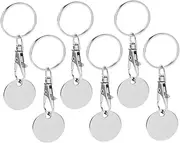 [HONMEET] 6Pcs Shopping Trolley Token Key Ring Pendant Metal Keychain for Supermarket Use Portable Trolley Keyring for Everyday Carry and