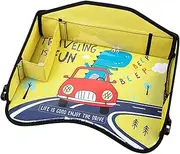 Car Food Tray for Kids, Car Seat Cup Holder Snack Tray, Car Water Bottle Holder Snack Tray Waterproof Toys Organizer Rear Seat Car Table