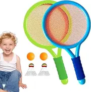 Kids Tennis Racket, Toy Tennis Racket for Children - Tennis Racket by Non-Slip Grip Youth | With 2 Round Balls, 2 Shuttlecocks Shock-Absorbing Grip Ball Racket Toy for
