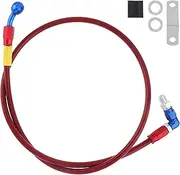 39" 100cm Motorcycle Hydraulic Brake Clutch Line,M10 90 Degree Flexible Steel Braided Brake Oil Hoses Pipe with 28 Degree Banjo Fit for ATV Motocross Pit Dirt Street Racing bike (Red)