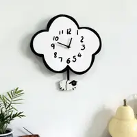 在飛比找蝦皮商城精選優惠-卡通靜音雲朵綿羊時鐘客廳兒童房搖擺掛鐘家用裝飾現代簡約鐘錶