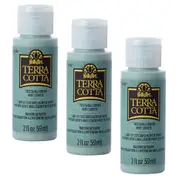 3x Plaid FolkArt Terra Cotta 59ml Acrylic Art Paint Shale Green Textured Finish