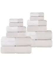 Superior Lodie Cotton Plush Jacquard Solid & Two-Toned 12pc Towel Set