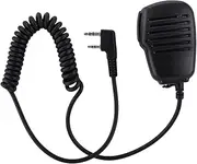 Microphone Speaker, for Baofeng UV5R 888S for Kenwood for TYT Walkie Talkie, 2 Pin Mini PTT Shoulder Microphone Speaker, Waterproof/360° Rotating Lapel Clip