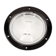 BECKSON 4" CLEAR CENTER SCREW OUT DECK PLATE BLACK 4.5" CUT