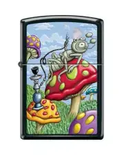 Zippo 4361, Smoking Bug-Mushroom Design, Black Matte Lighter, Pipe "PL" Insert