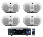 Rockville BLUAMP 150 Home Stereo Bluetooth Amplifier Receiver+4 Dual 4" Speakers