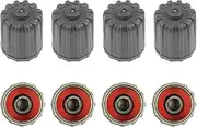 Gray TPMS Plastic Tire Valve Stem Caps with Rubber Seal Universal Air Dust Stem Covers for TPMS Aluminum Valves, Original, All-Weather, Leak-Proof, Light-Weight (8 Pack)