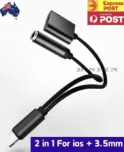 Charger Earphone Adapter 2 in 1 Converter Audio Cable 8 pin to 3.5 mm for iphone