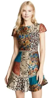 NWT. $595 Alice + Olivia Rapunzel Patchwork Dress Sz 4