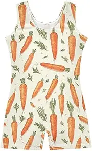 [FRODOTGV] Retro Carrot Girl Gymnastic Leotards Soft Dance Biketard Short Unitard for Gymnastics, Training, Yoga