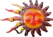 ARSMI Metal Sun Face Outdoor Hanging Wall Decor Home Garden Yard 15" x 12"