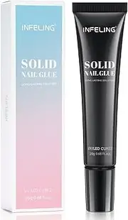 [INFELING] Solid Gel Nail Gl ue - Nail G lue Gel for Nail Tip Press on Nails, Long Lasting(Curing Needed), Super Strong Nail Glue for Nail Extension