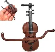 Worlds Wooden Smallest Violin,Tiny Violin,Smallest Violin Keychain,Portable Mini Violin Keyring,Small Violin Toy Smooth and Bright Surface,Miniature Violin Musical Instrument Models for Gifts